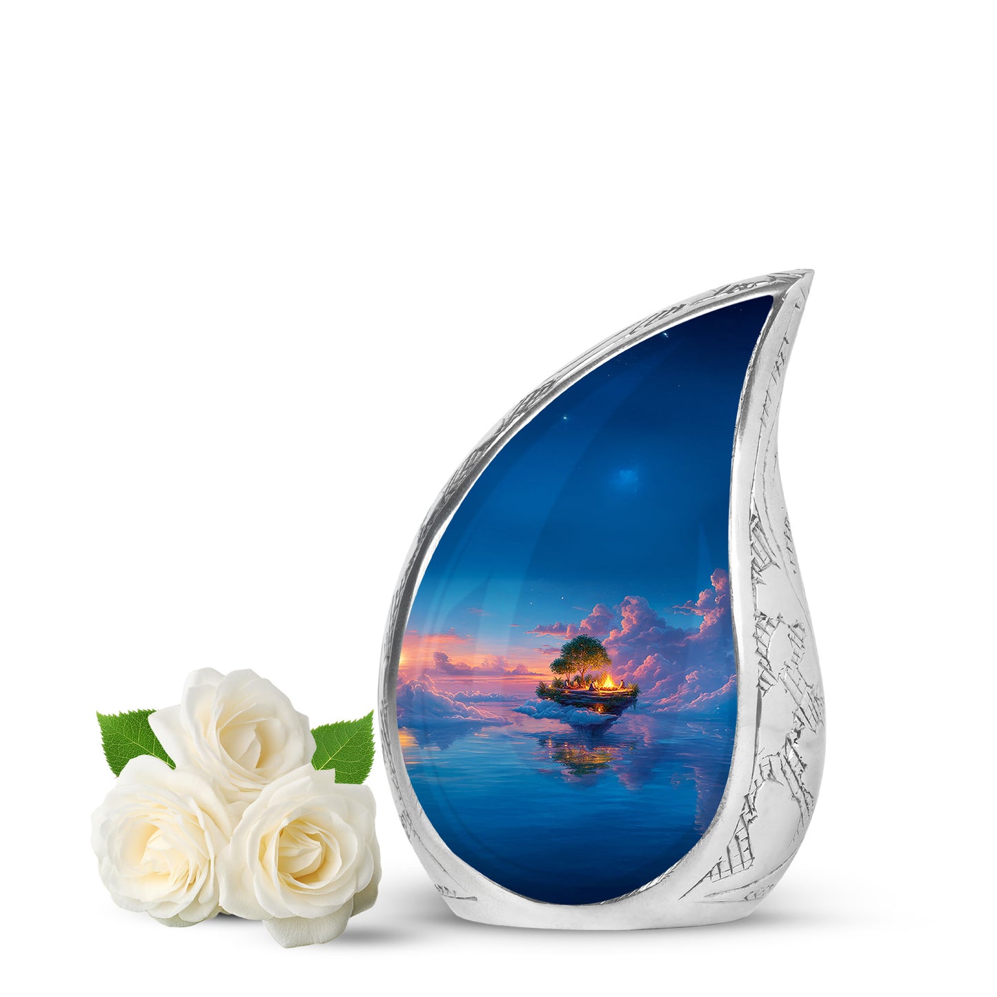 Blue Campfire Haven Cremation Urns for Human Ashes - 10-inch, 200 cu in - Yatskia