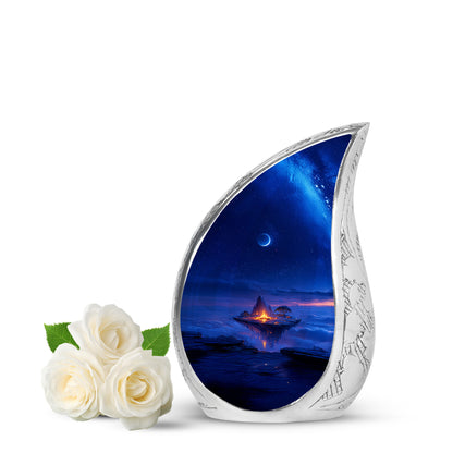Radiant Campfire Memorial Cremation Urns - Blue 10-inch, 200 cu in - Yatskia
