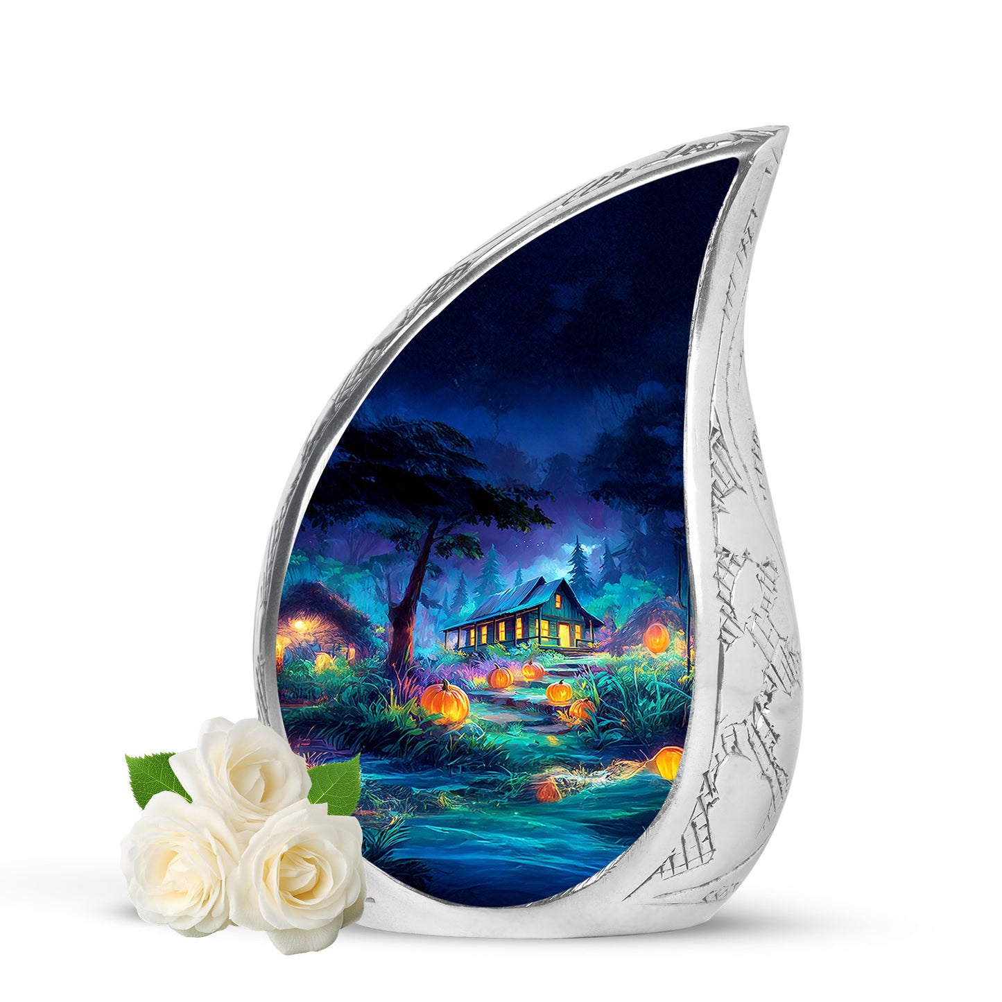Personalized Seraphic Halloween Cremation Urns - Blue 10-inch, 200 cu in - Yatskia