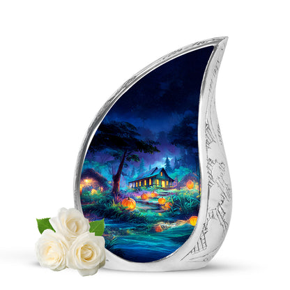 Personalized Seraphic Halloween Cremation Urns - Blue 10-inch, 200 cu in - Yatskia