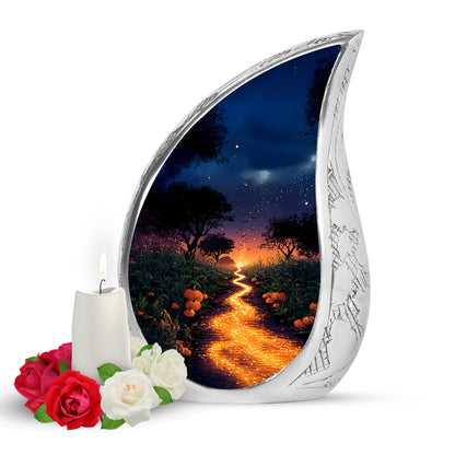 Ethereal Halloween Memorial Cremation Urns - Blue 10-inch, 200 cu in - Yatskia