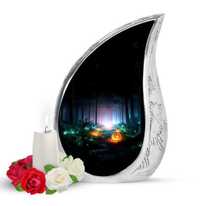 Personalized Halloween Cremation Urns - Tranquil Black 10-inch, 200 cu in - Yatskia