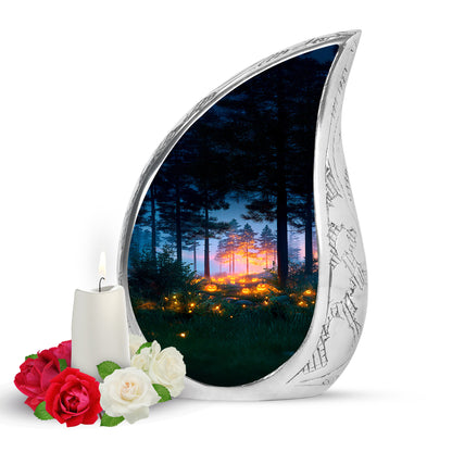 Stunning Blue Halloween Blessing Urn for Human Ashes - 10-inch, 200 cu in - Yatskia