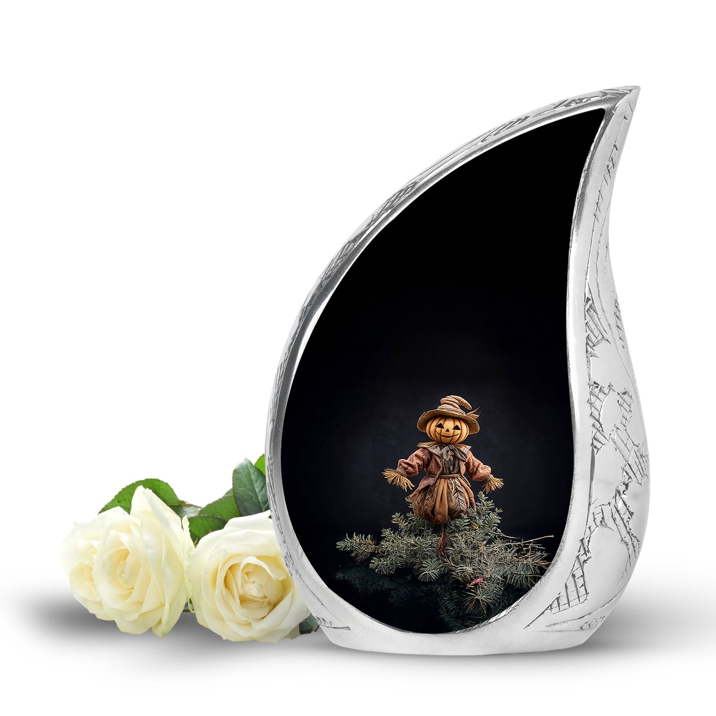 Lustrous Halloween Cremation Urns for Human Ashes - Black 10-inch - Yatskia