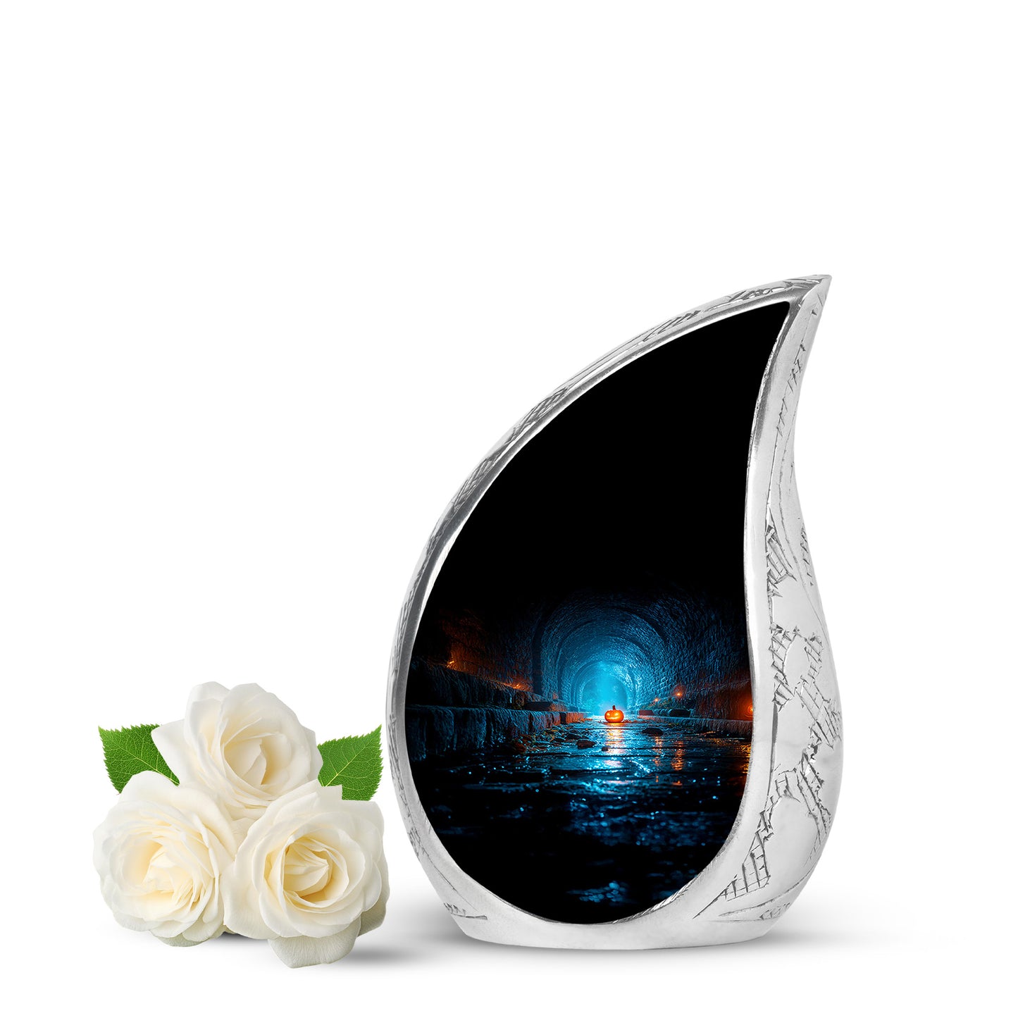 Everlasting Black Halloween Passage Urn for Human Ashes - 10-inch, 200 cu in - Yatskia
