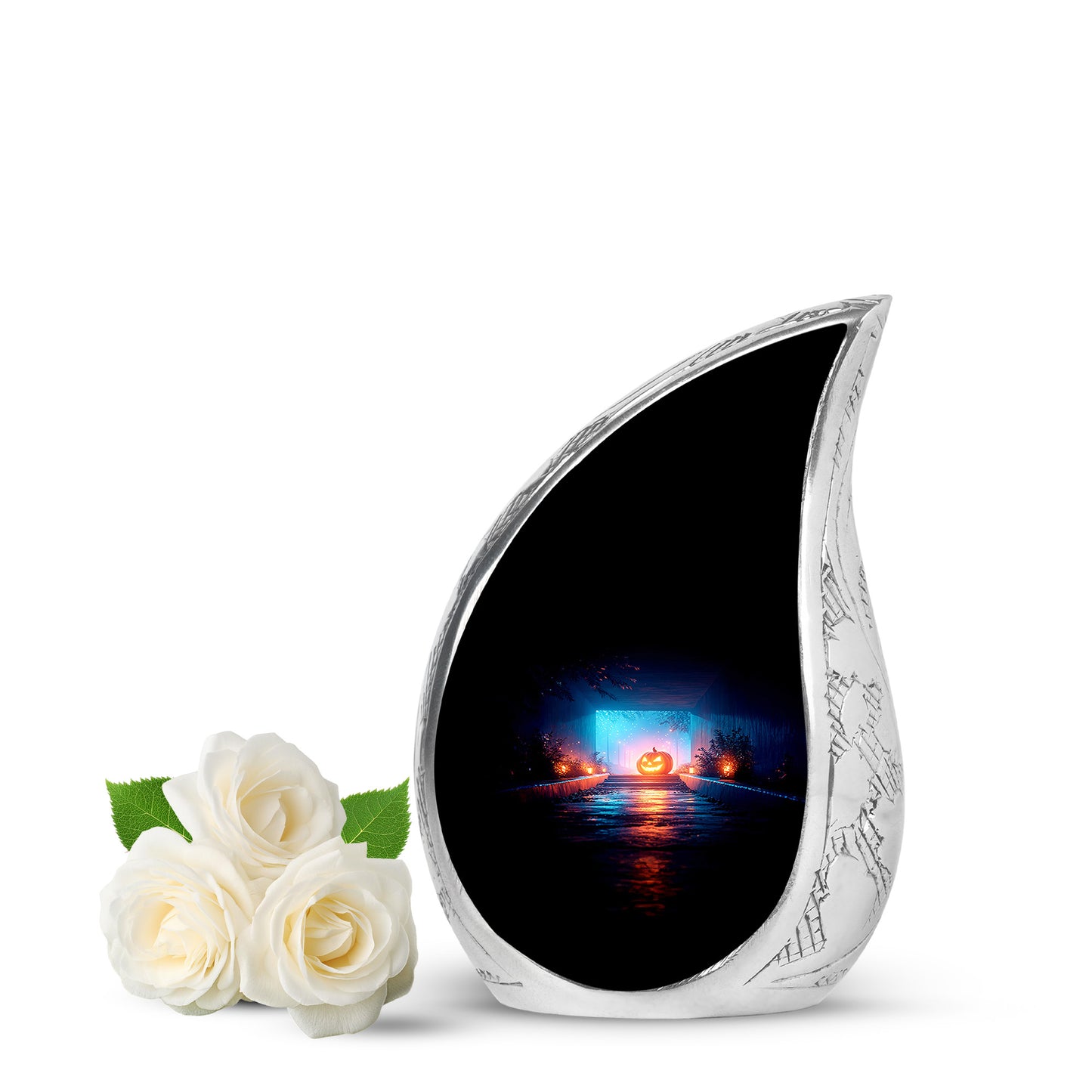 Black Halloween Heritage Cremation Urns for Human Ashes - 10-inch, 200 cu in - Yatskia