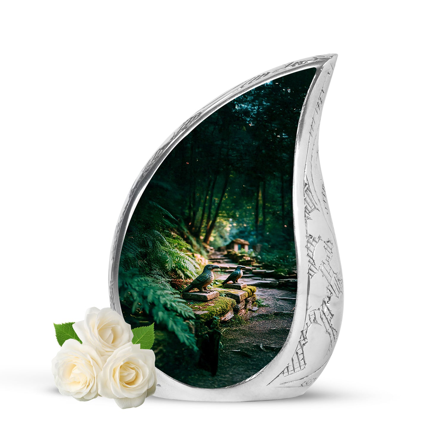 Personalized Refined Hornbill Cremation Urns - Green 10-inch, 200 cu in - Yatskia