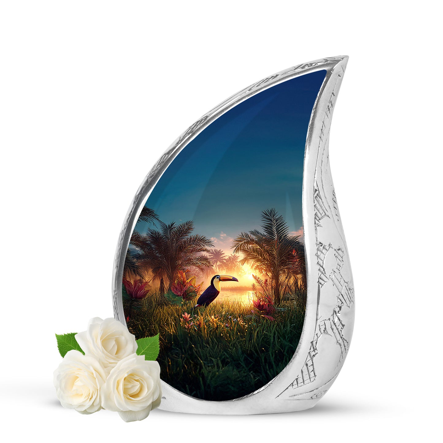 Personalized Teal Hornbill Cremation Urns for Ashes - Enchanting 10-inch - Yatskia