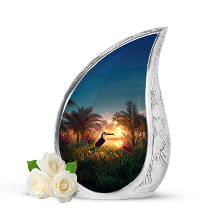 Personalized Teal Hornbill Cremation Urns for Ashes - Enchanting 10-inch - Yatskia