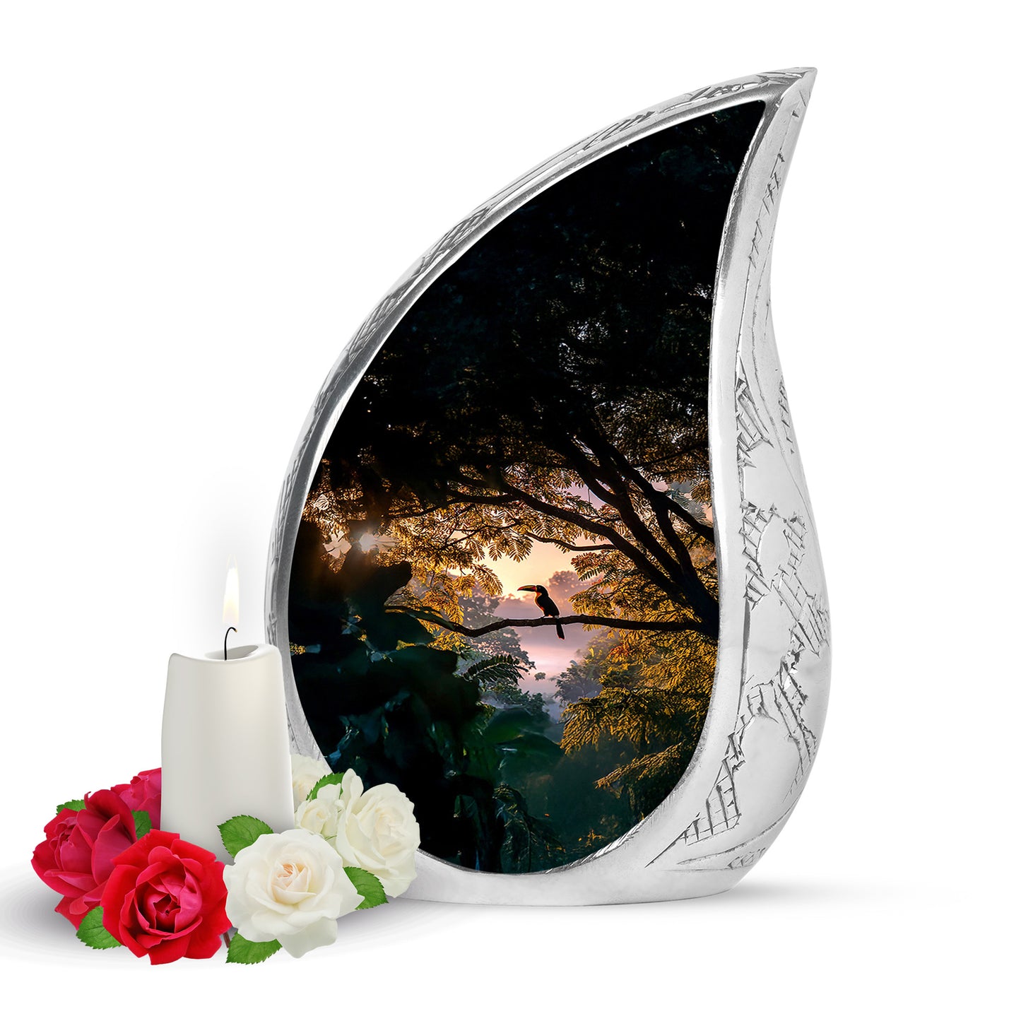 Resplendent Black Hornbill Cremation Urn for Ashes - 10-inch, 200 cu in - Yatskia