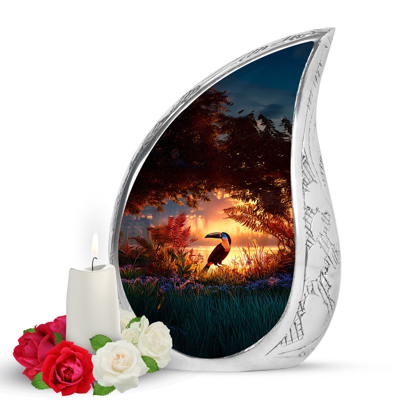 Hallowed Hornbill Cremation Urns for Human Ashes - Red 10-inch - Yatskia