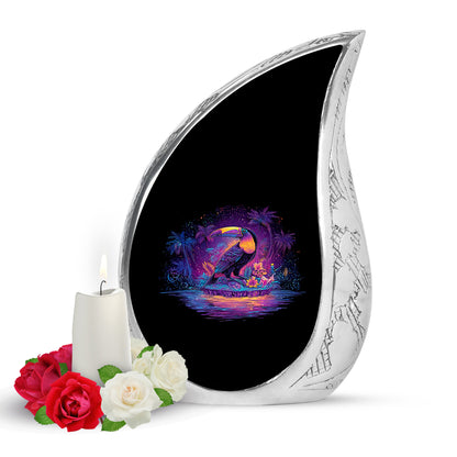 Black Stately Hornbill Cremation Urns for Human Ashes - 10-inch, 200 cu in - Yatskia