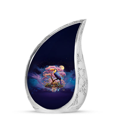 Blue Hornbill Reflection Cremation Urns for Human Ashes - 10-inch, 200 cu in - Yatskia