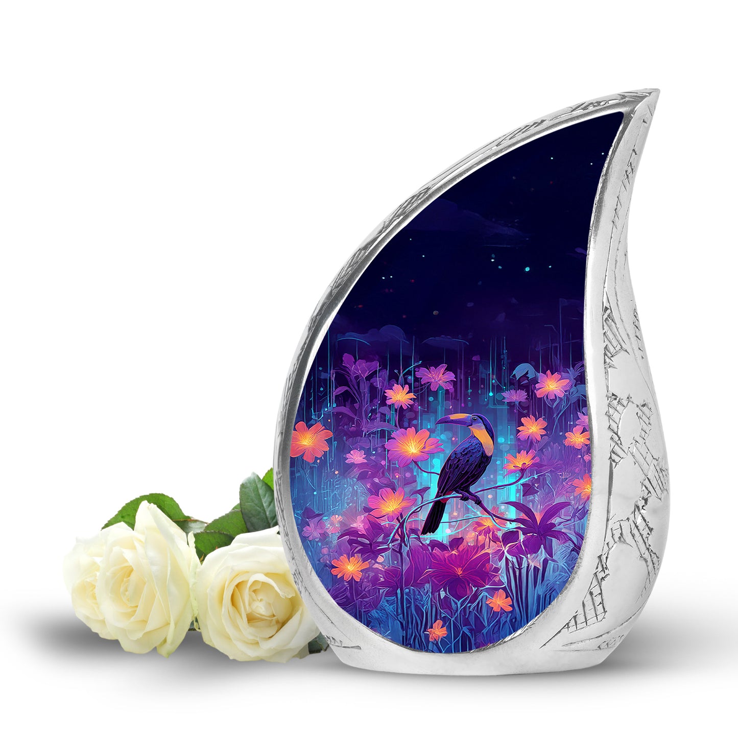 Blue Exquisite Hornbill Memorial Urn for Ashes - 10-inch, 200 cu in - Yatskia