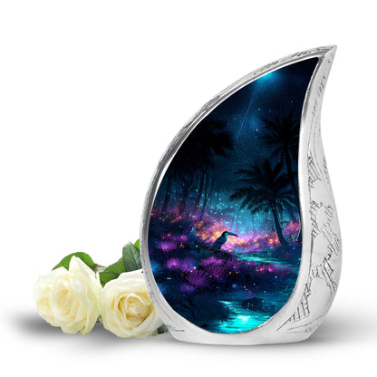 Personalized Hornbill Cremation Urns - Eminent Blue 10-inch, 200 cu in - Yatskia