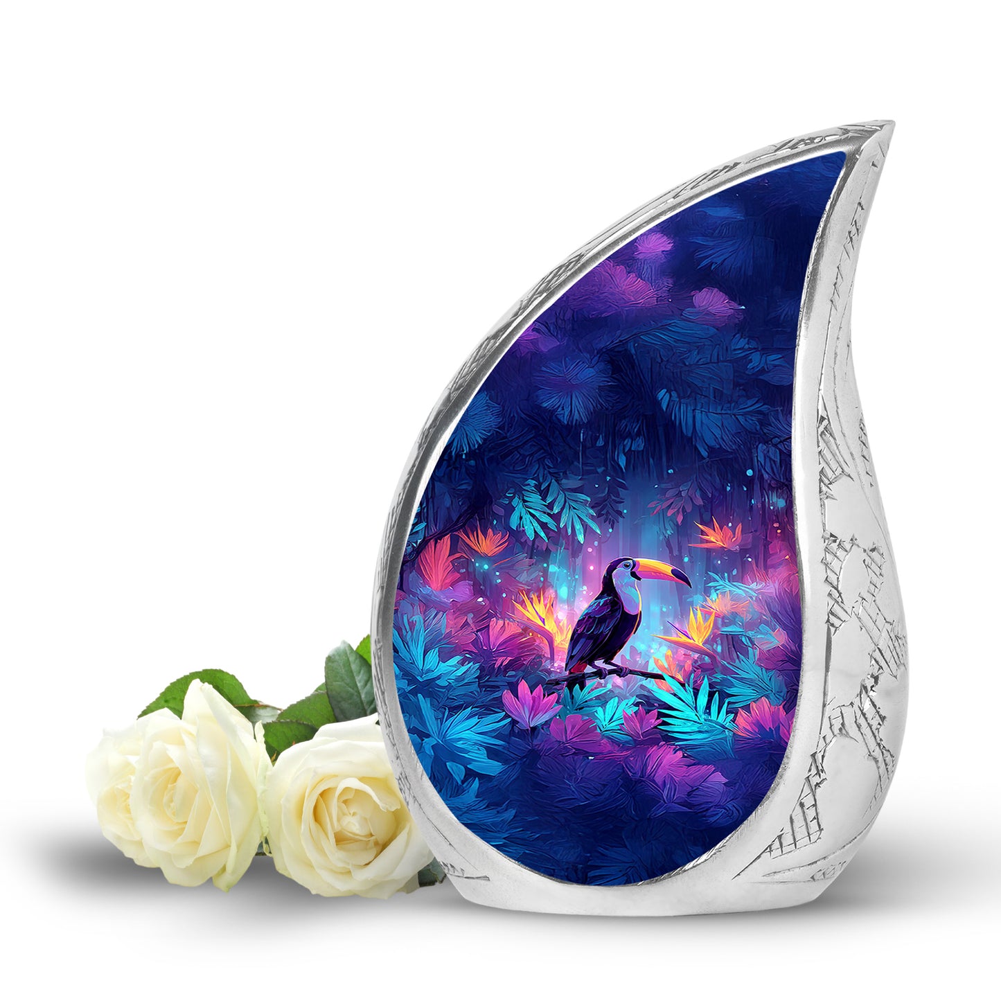 Personalized Hornbill Cremation Urns - Wondrous Blue 10-inch, 200 cu in - Yatskia