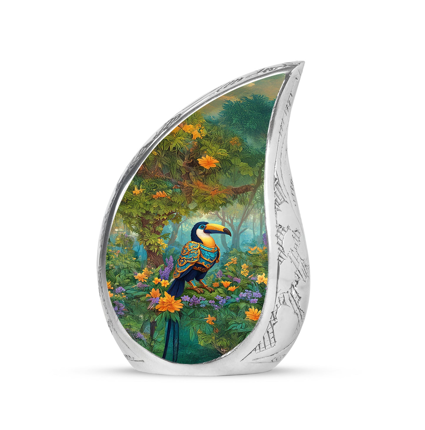 Ethereal Hornbill Memorial Cremation Urns - Yellow 10-inch, 200 cu in - Yatskia