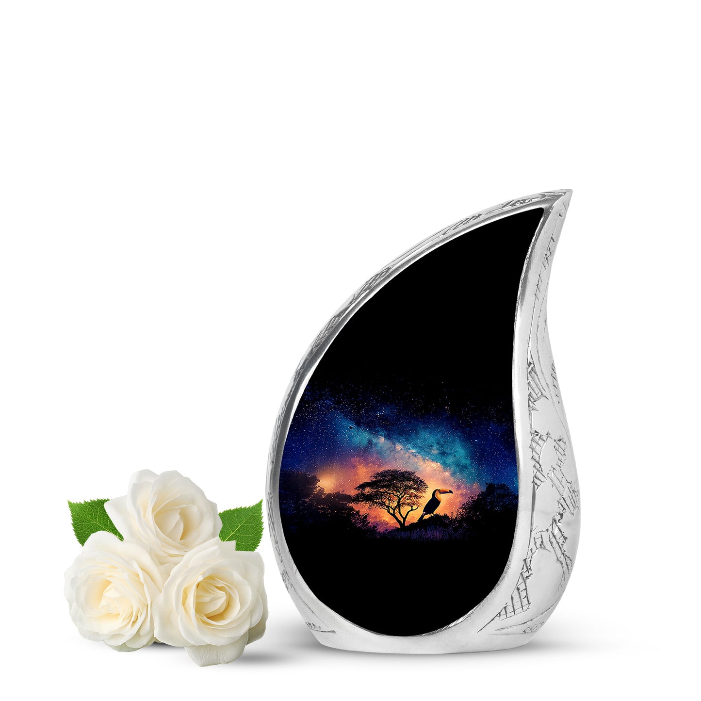 Personalized Hornbill Cremation Urns - Wondrous Blue 10-inch, 200 cu in - Yatskia