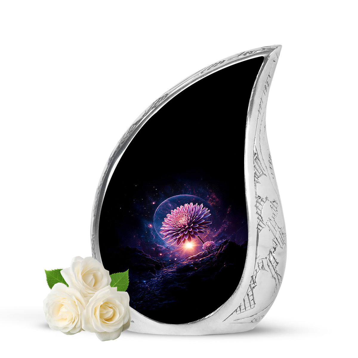 Everlasting Black Daisy Sentinel Urn for Human Ashes - Yatskia
