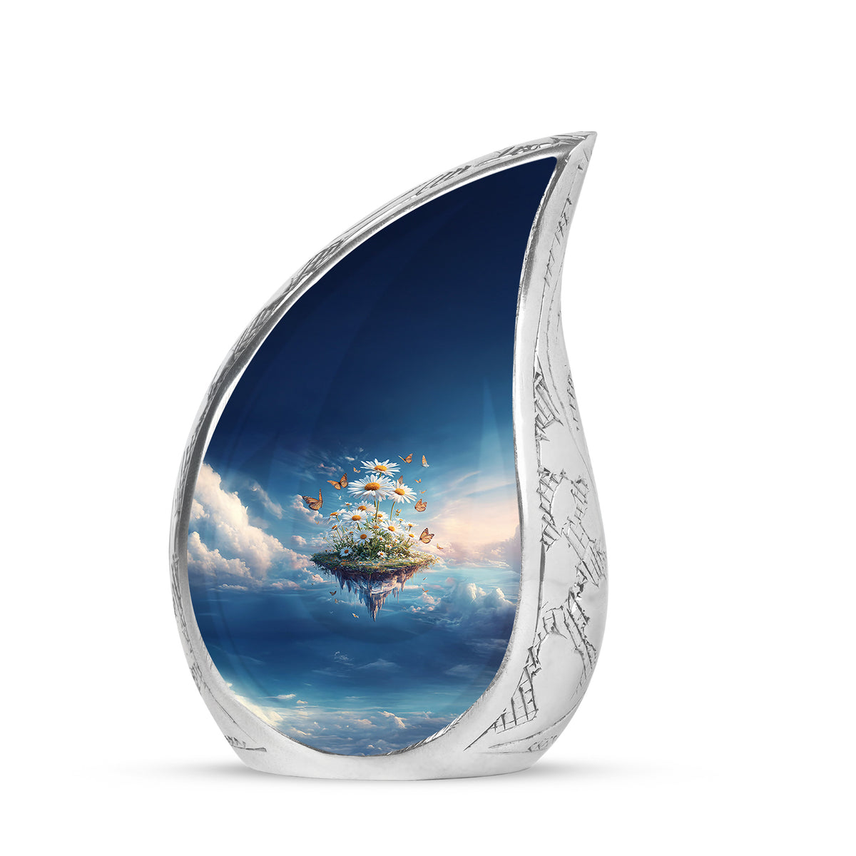 Luminous Blue Daisy Journey Urn for Human Ashes - Yatskia