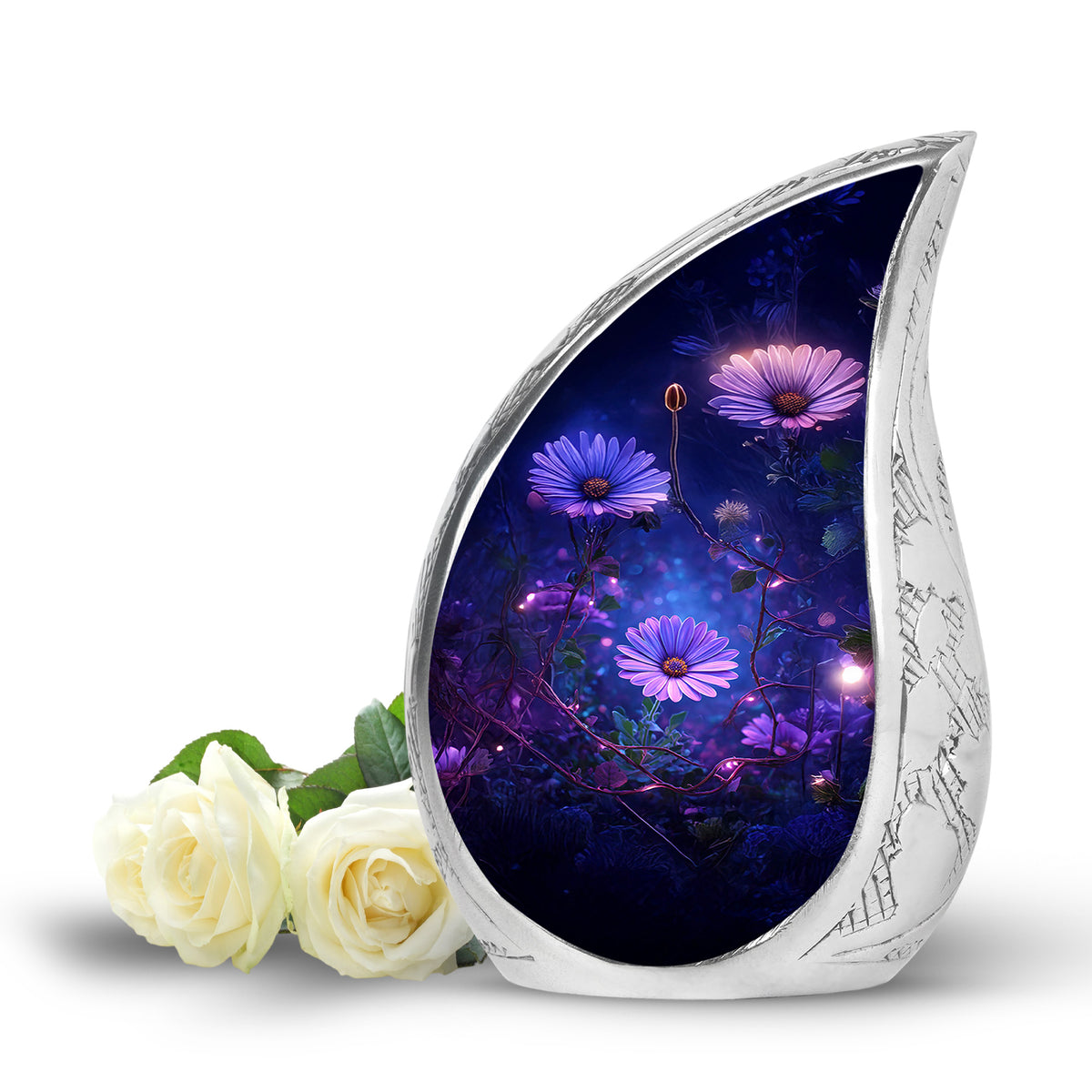 Personalized Seraphic Daisy Cremation Urns - Blue - Yatskia
