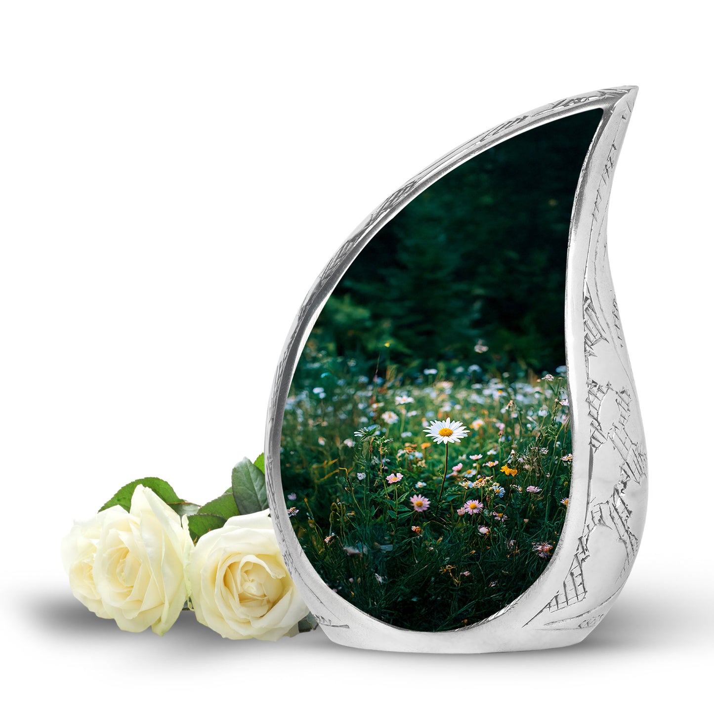 Personalized Seraphic Daisy Cremation Urns - Green 10-inch, 200 cu in - Yatskia