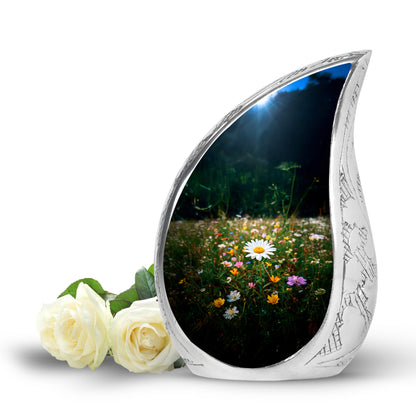 Personalized Daisy Cremation Urns - Wondrous Green 10-inch, 200 cu in - Yatskia