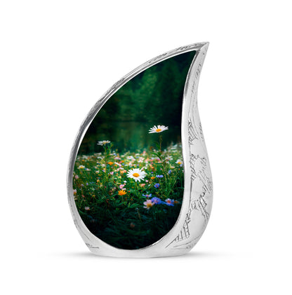 Personalized Seraphic Daisy Cremation Urns - Green 10-inch, 200 cu in - Yatskia