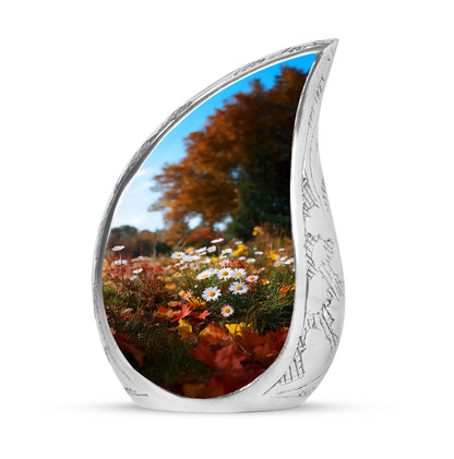 Gold Daisy Guardian Cremation Urns for Human Ashes - 10-inch, 200 cu in - Yatskia