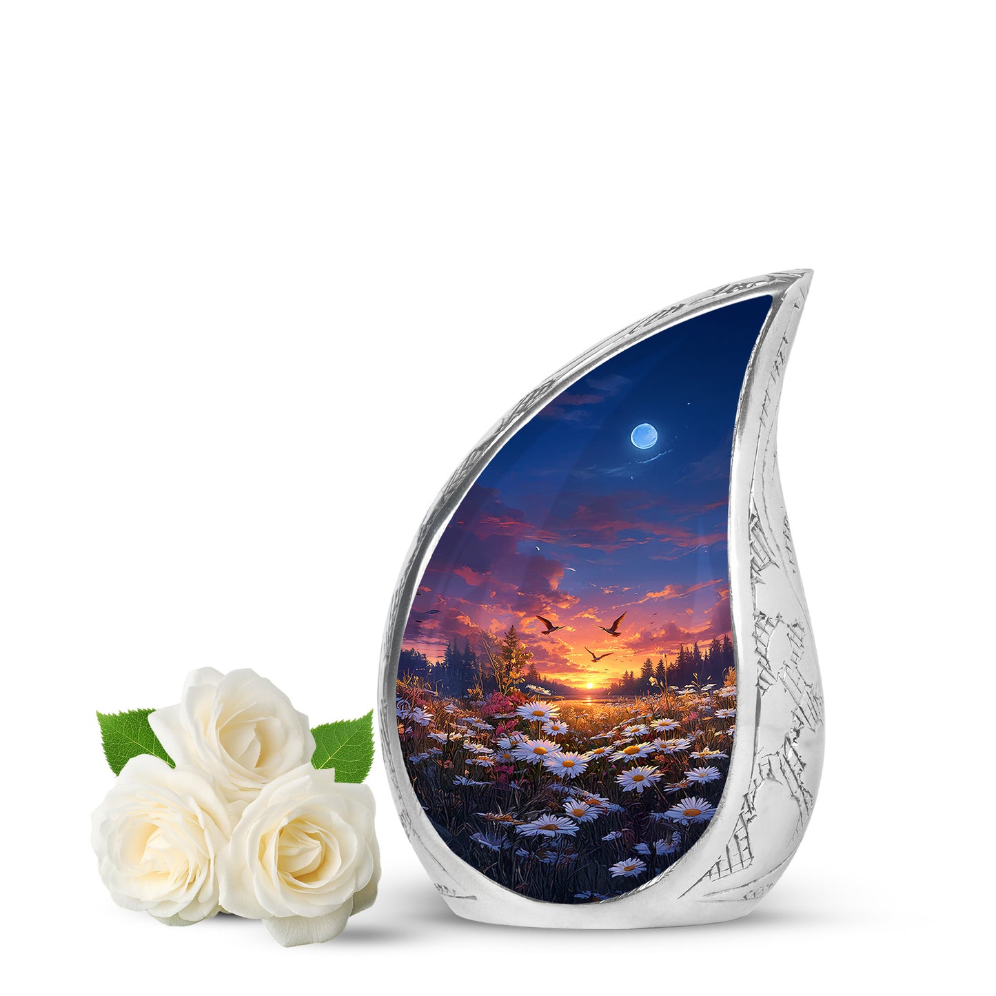 Blue Daisy Cremation Urns - Enduring Comfort 10-inch, 200 cu in - Yatskia