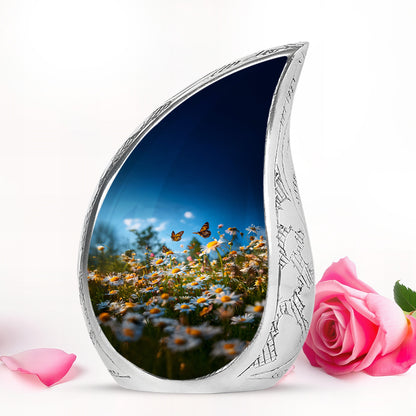 Remarkable Daisy Memorial Cremation Urns - Blue 10-inch, 200 cu in - Yatskia