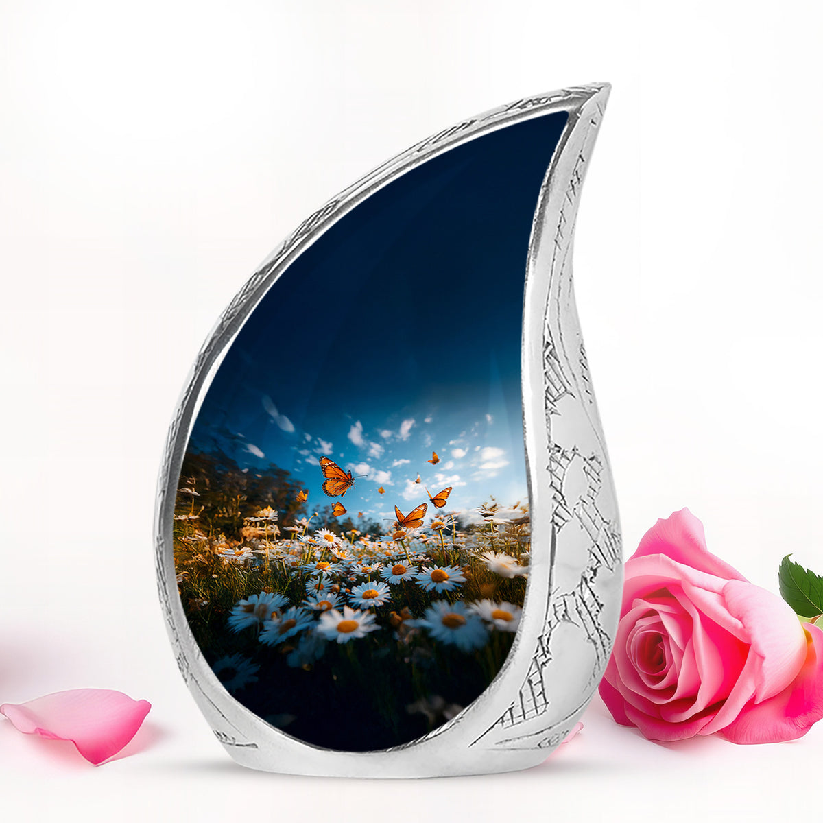 Blue Venerable Daisy Cremation Urns for Human Ashes - Yatskia