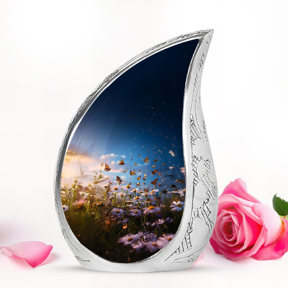 Harmonious Daisy Cremation Urns for Human Ashes - Blue - Yatskia