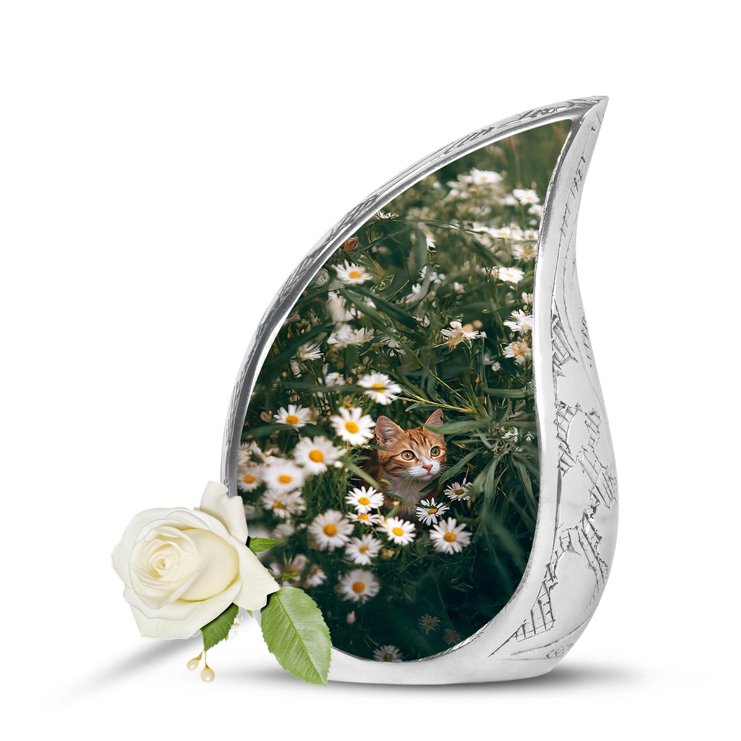 Lustrous Daisy Cremation Urns for Human Ashes - Green 10-inch - Yatskia