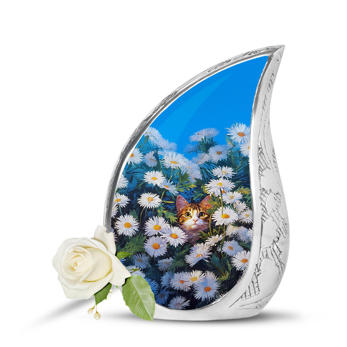 Blue Daisy Reflection Cremation Urns for Human Ashes - Yatskia
