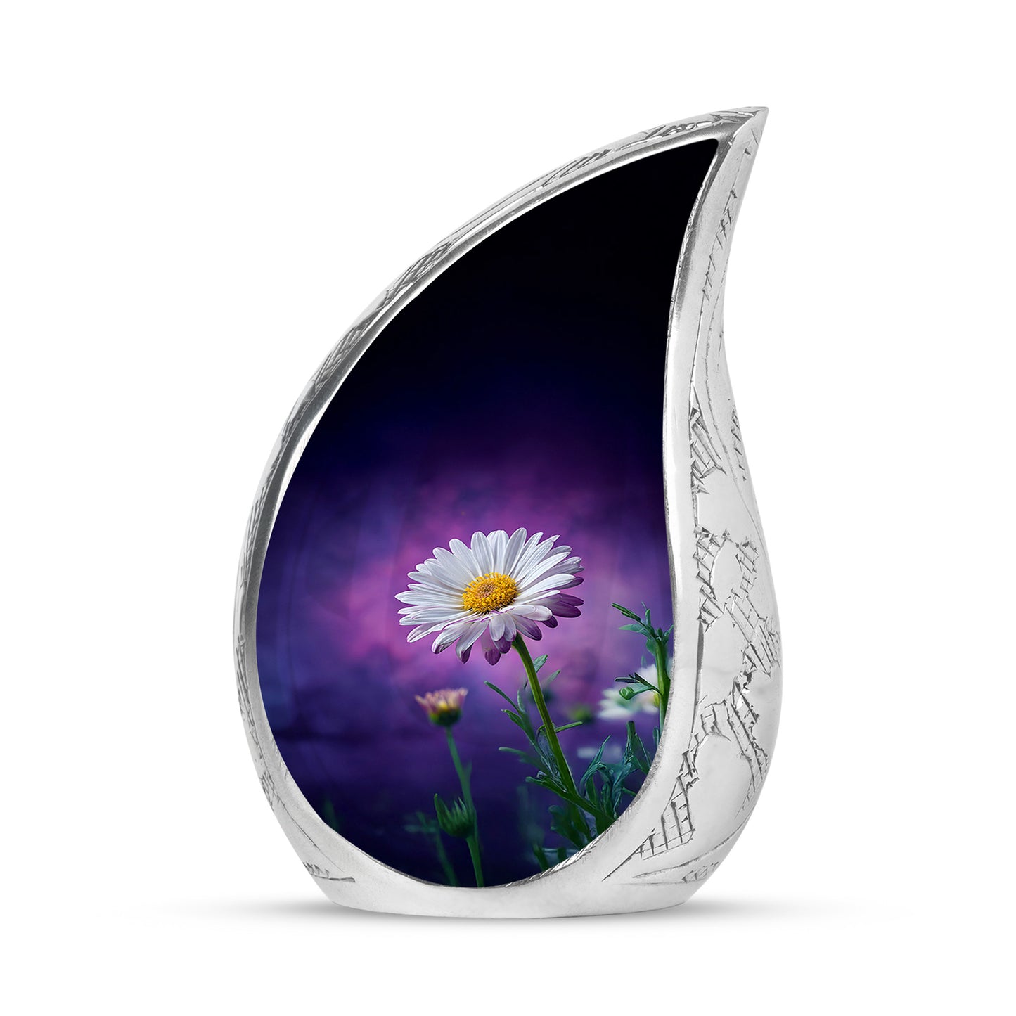Timeless Purple Daisy Cremation Urn for Ashes - 10-inch, 200 cu in - Yatskia