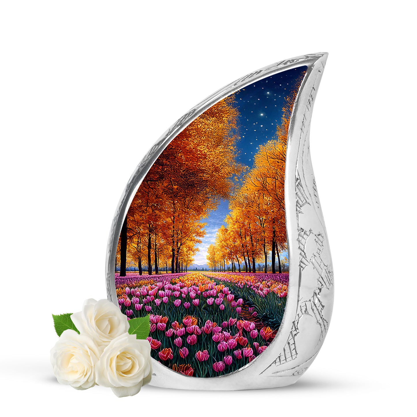 Gold Comforting Garden Tulip Memorial Urn for Ashes - 10-inch, 200 cu in - Yatskia