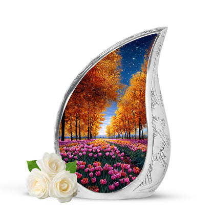 Gold Comforting Garden Tulip Memorial Urn for Ashes - 10-inch, 200 cu in - Yatskia