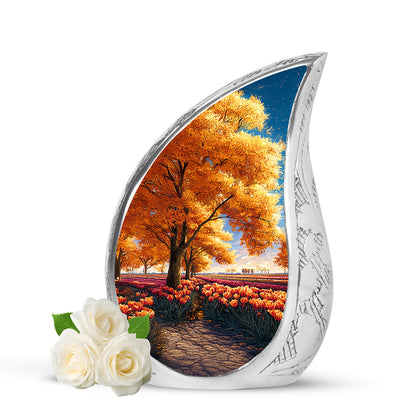 Personalized Garden Tulip Cremation Urns - Wondrous Gold 10-inch, 200 cu in - Yatskia