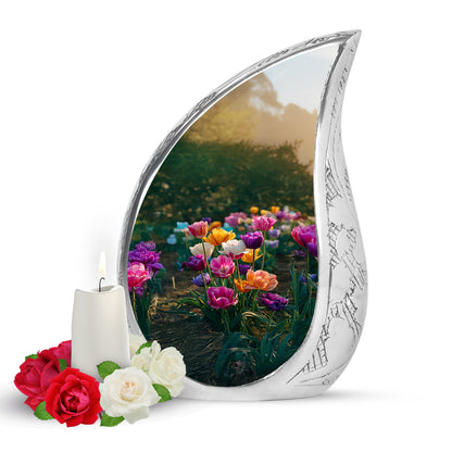Personalized Green Garden Tulip Cremation Urns for Ashes - Captivating 10-inch - Yatskia