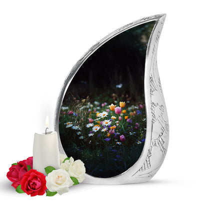 Inspiring Black Garden Tulip Legacy Urn for Human Ashes - 10-inch, 200 cu in - Yatskia
