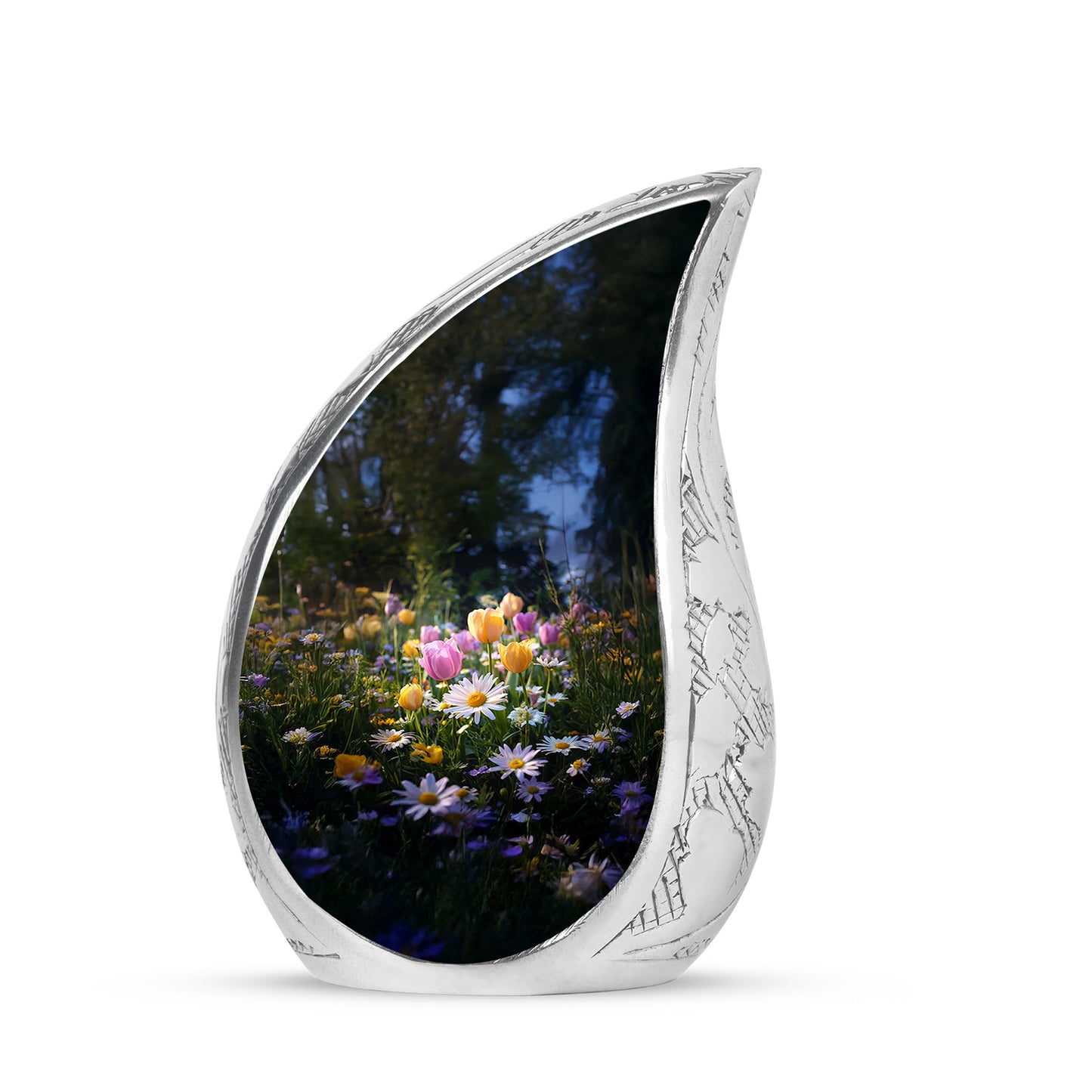 Personalized Black Cherished Garden Tulip Cremation Urns for Human Ashes - 10-inch, 200 cu in - Yatskia