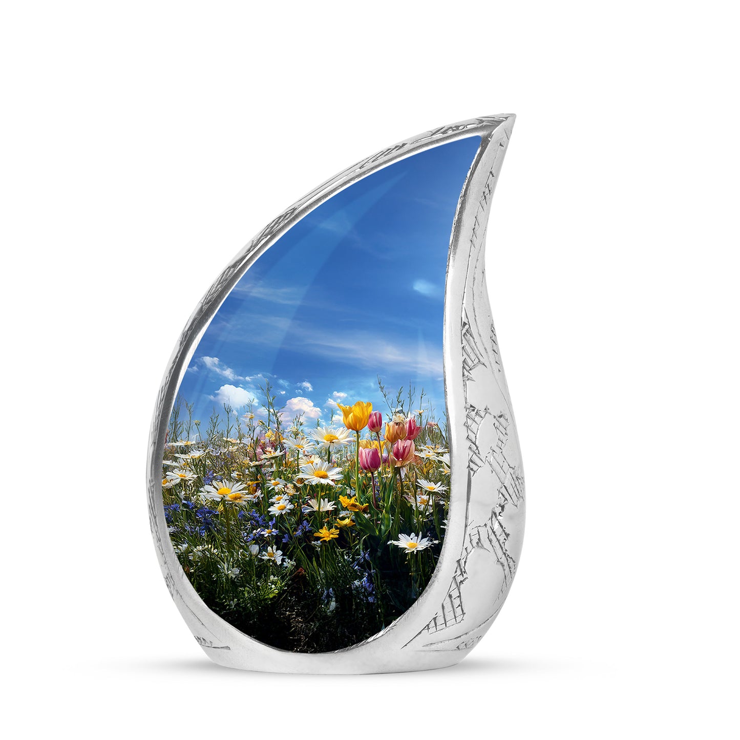 Radiant Garden Tulip Memorial Cremation Urns - Blue 10-inch, 200 cu in - Yatskia