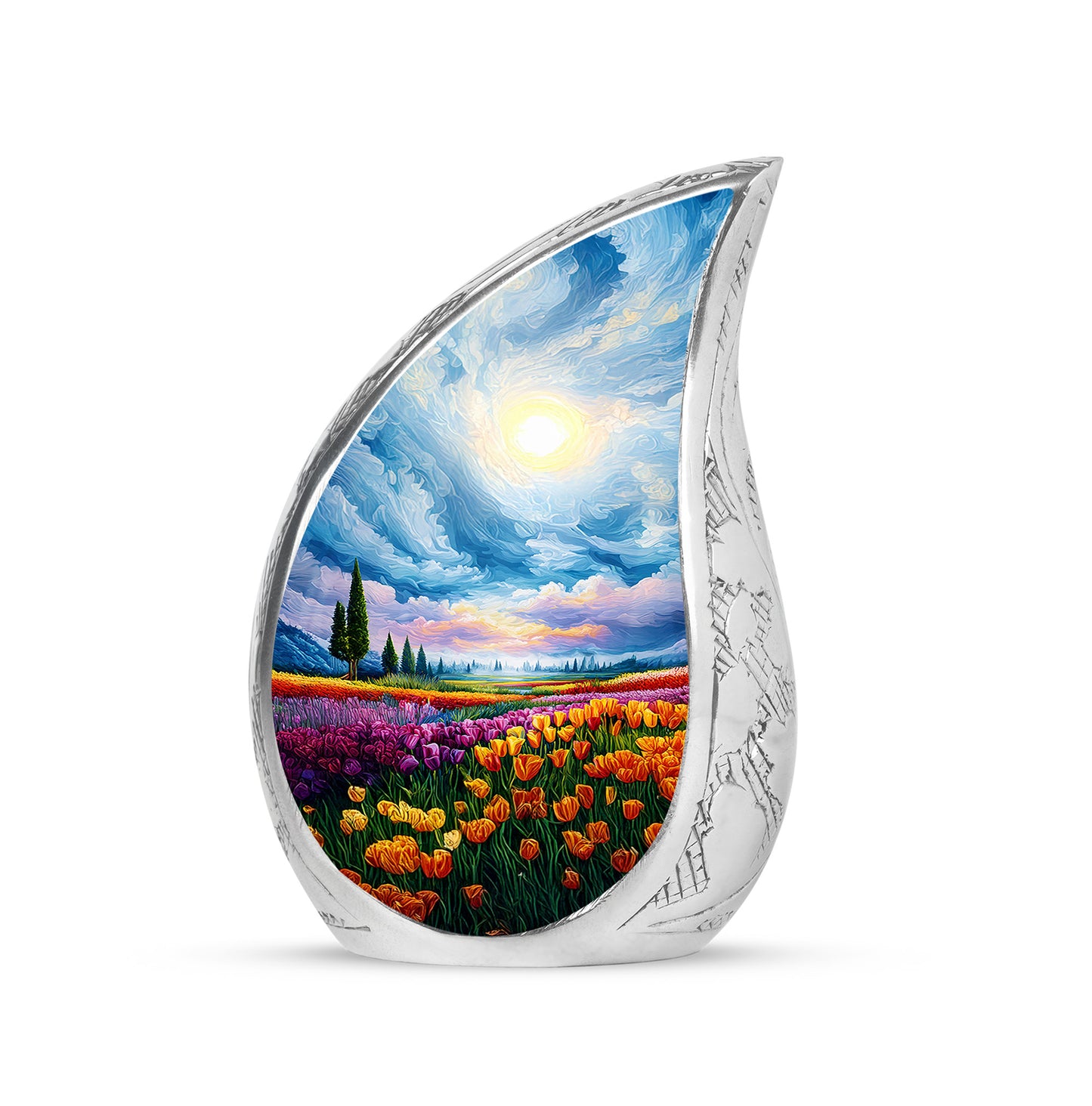 Personalized Elegant Garden Tulip Cremation Urns - Blue 10-inch, 200 cu in - Yatskia
