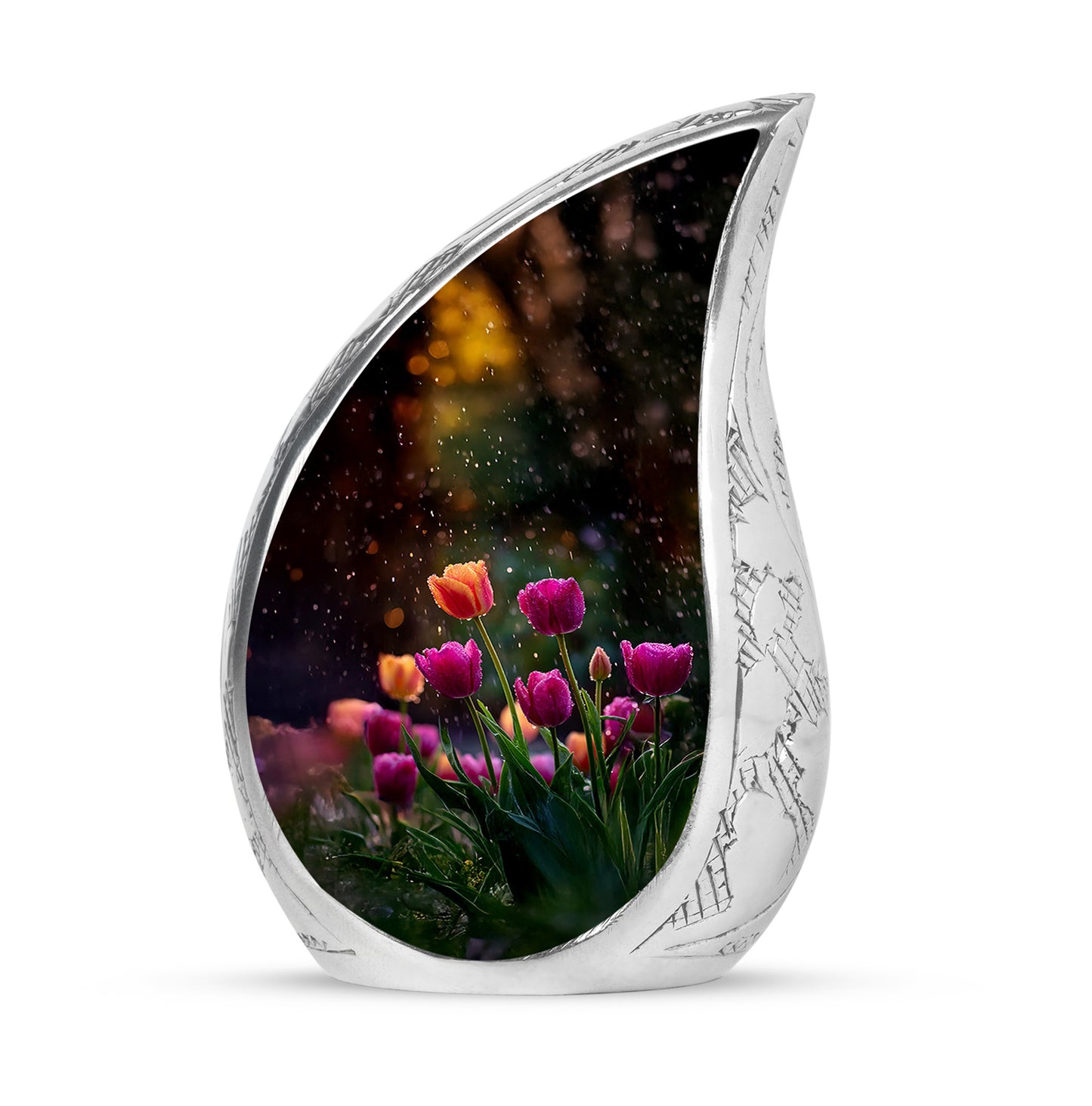 Black Treasured Garden Tulip Cremation Urns for Human Ashes - 10-inch, 200 cu in - Yatskia