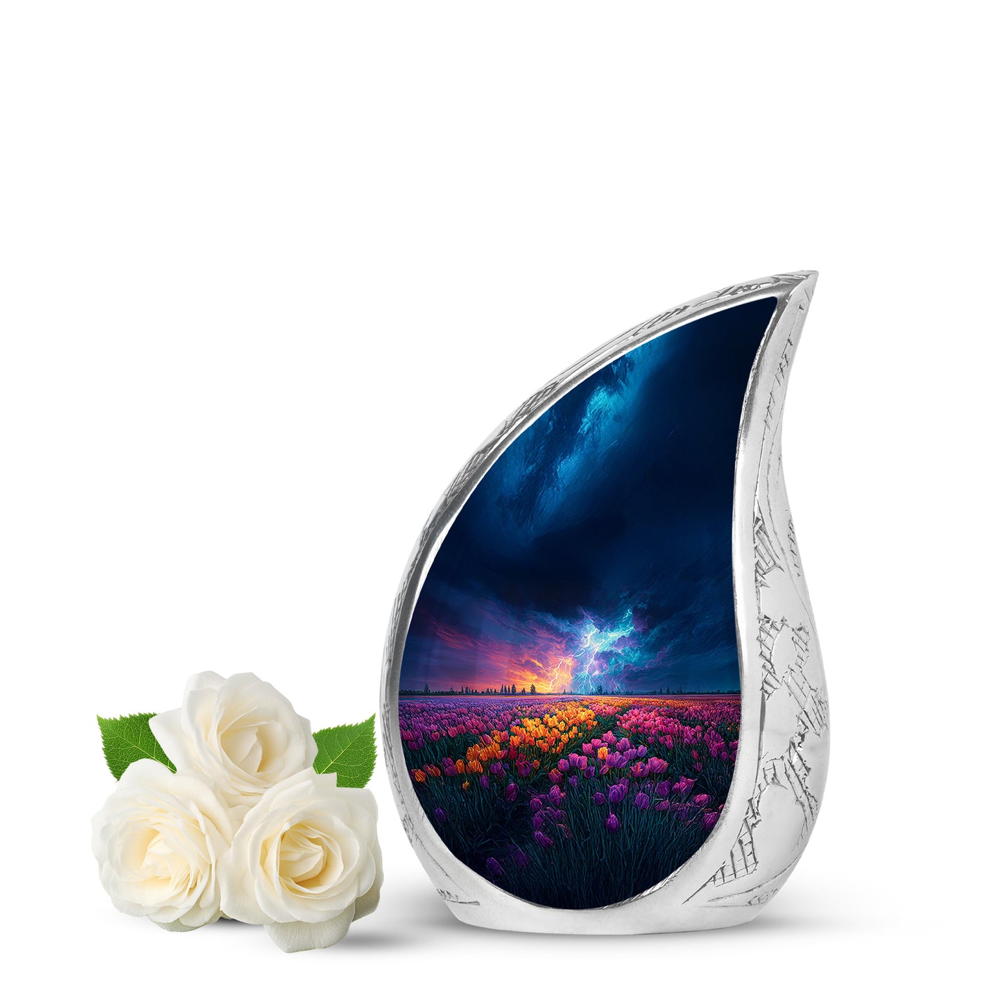 Harmonious Garden Tulip Cremation Urns for Human Ashes - Blue 10-inch - Yatskia