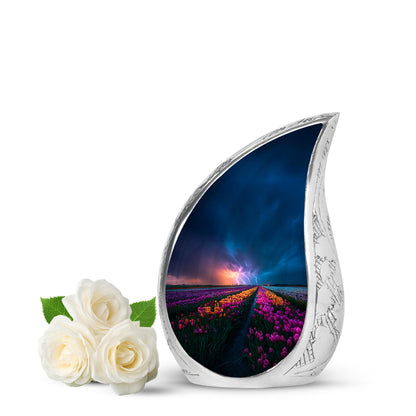 Lustrous Garden Tulip Cremation Urns for Human Ashes - Blue 10-inch - Yatskia
