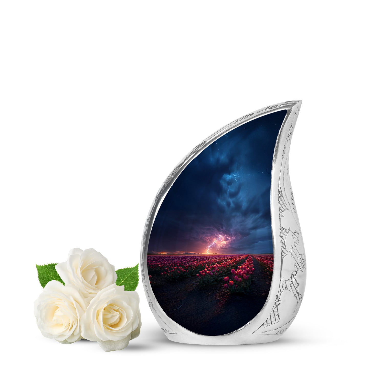 Blue Beloved Garden Tulip Cremation Urns for Human Ashes - 10-inch, 200 cu in - Yatskia