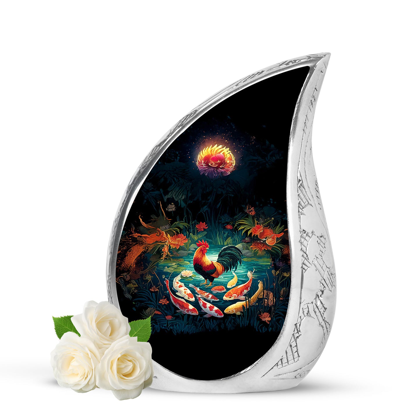 Timeless Black Hen Cremation Urn for Ashes - 10-inch, 200 cu in - Yatskia