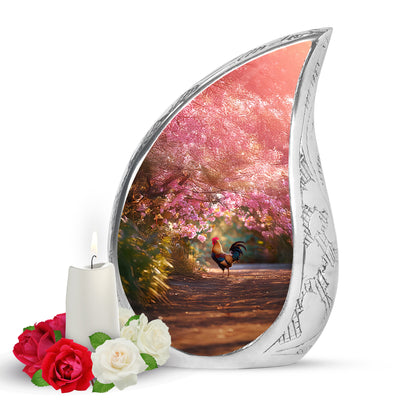 Personalized Red Revered Hen Cremation Urns for Human Ashes - 10-inch, 200 cu in - Yatskia